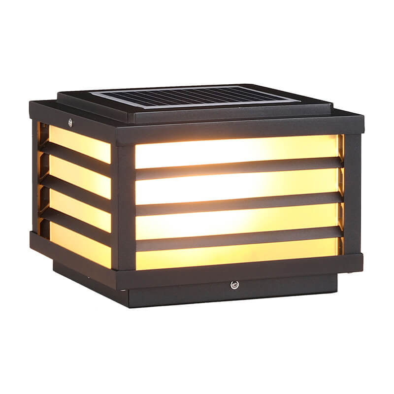 Solar Outdoor Wall Lamp Black Square Fence Mount Design
