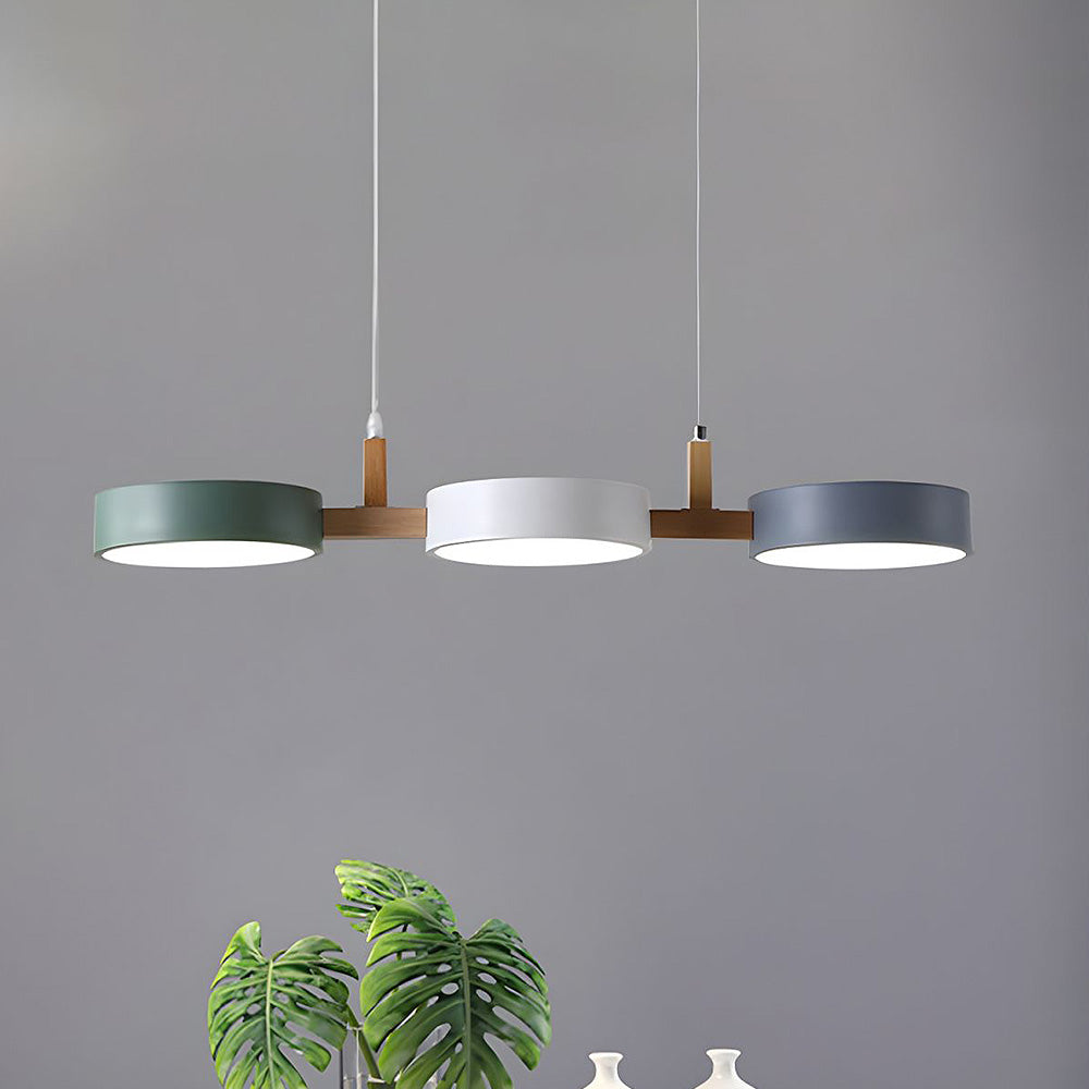 Scandinavian Cylinder Pendant Light with Metal and Wood Design