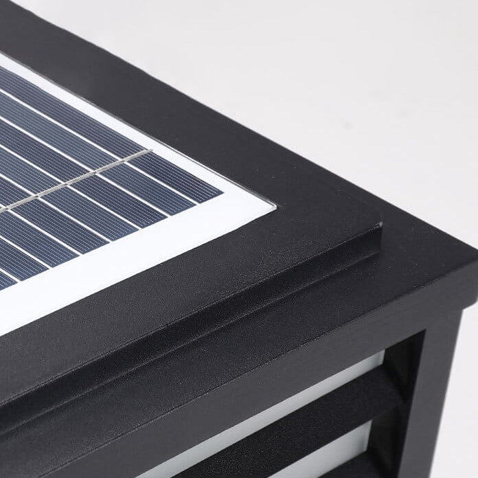 Solar Outdoor Wall Lamp Black Square Fence Mount Design