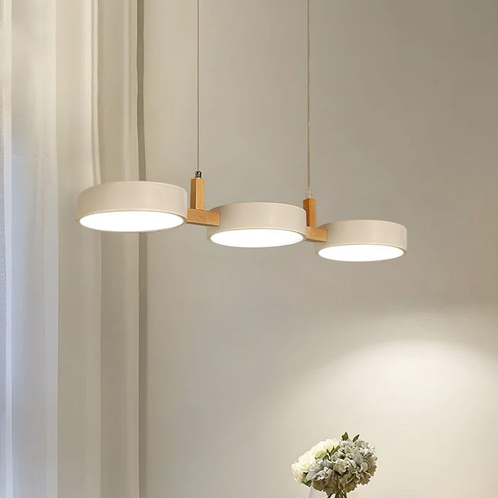 Scandinavian Cylinder Pendant Light with Metal and Wood Design
