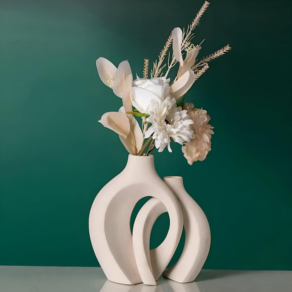 Virelle Maison - Duo de vases en céramique mate, formes abstraites entrelacées | Virelle Maison