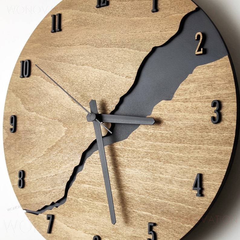 Natural Wood Wall Clock with Silent Dial – 30 cm