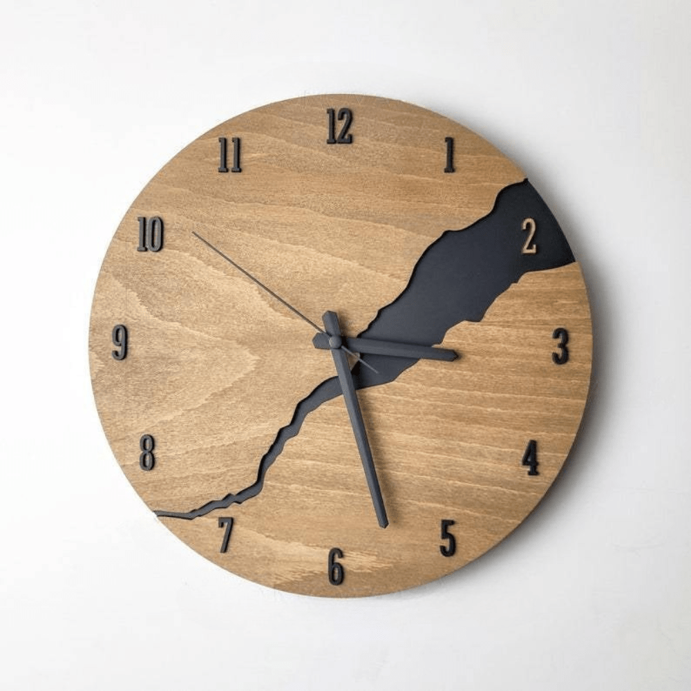 Virelle Maison - Horloge murale en bois naturel à cadran silencieux – 30 cm | Virelle Maison
