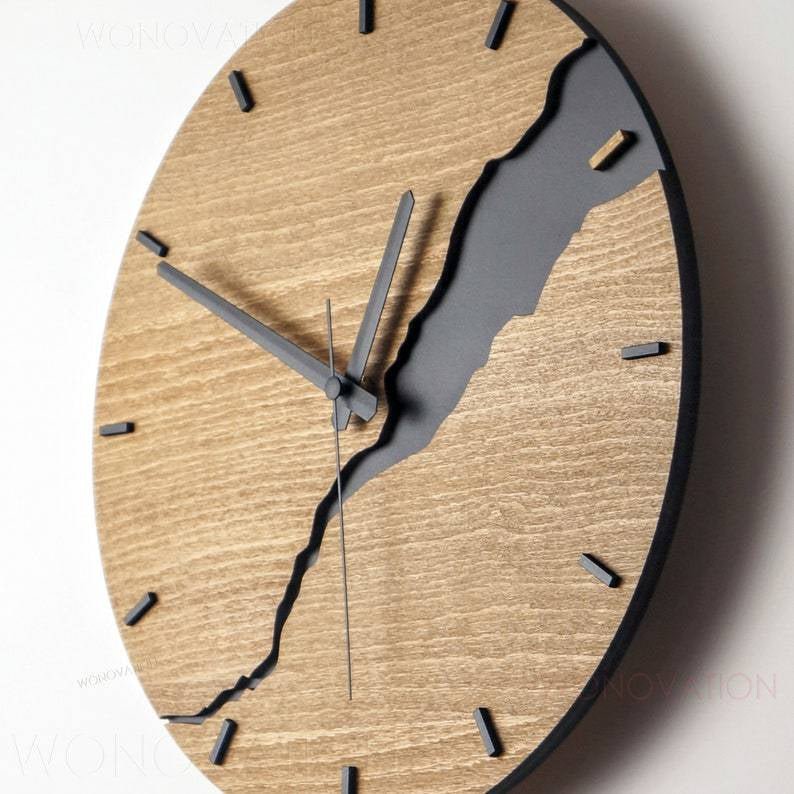 Natural Wood Wall Clock with Silent Dial – 30 cm