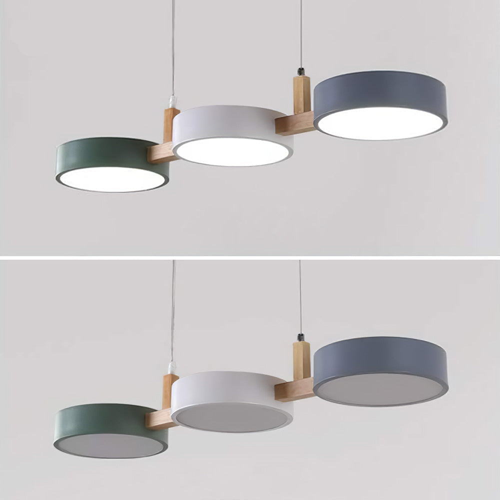 Scandinavian Cylinder Pendant Light with Metal and Wood Design