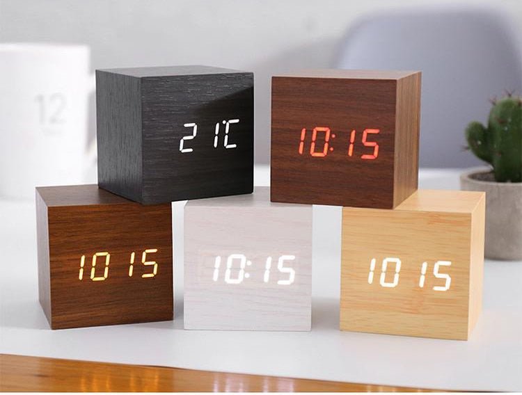 Minimalist Wooden LED Alarm Clock with Digital Display