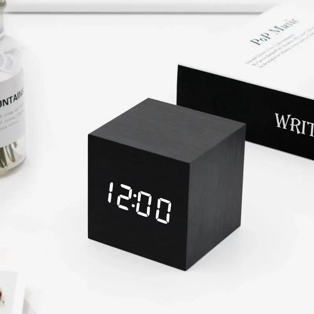 Minimalist Wooden LED Alarm Clock with Digital Display