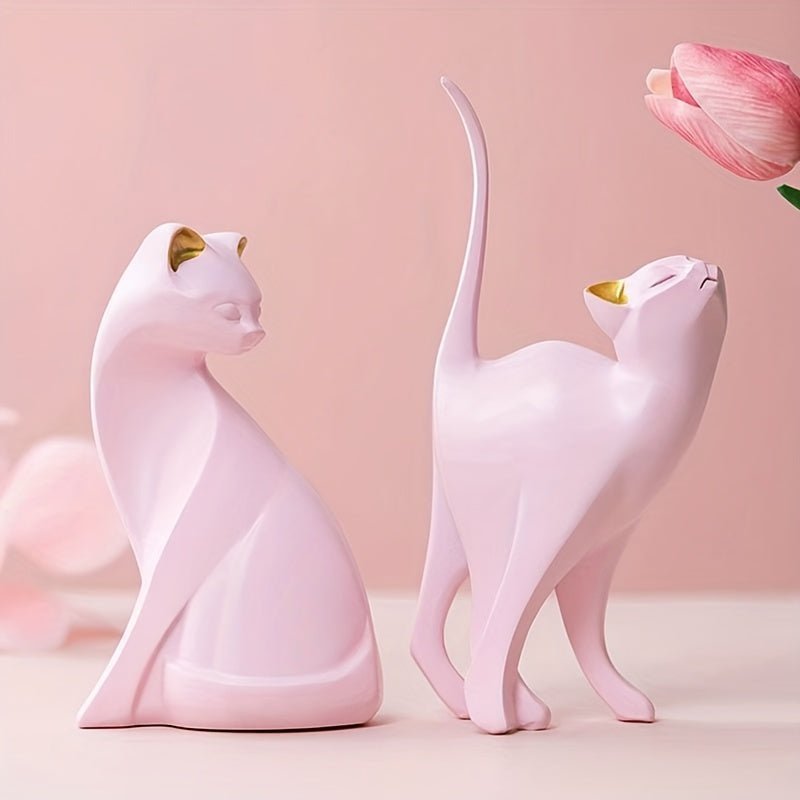 Decorative Resin Cat Statue – Minimalist Matte Finish