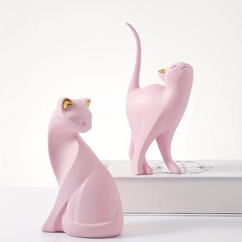 Decorative Resin Cat Statue – Minimalist Matte Finish