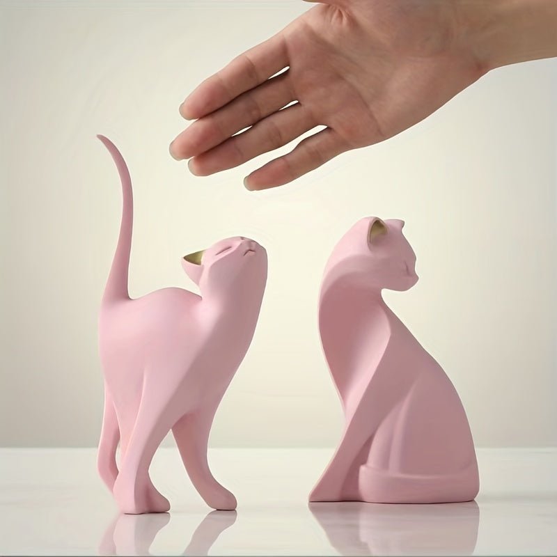 Decorative Resin Cat Statue – Minimalist Matte Finish