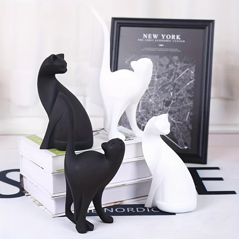 Decorative Resin Cat Statue – Minimalist Matte Finish