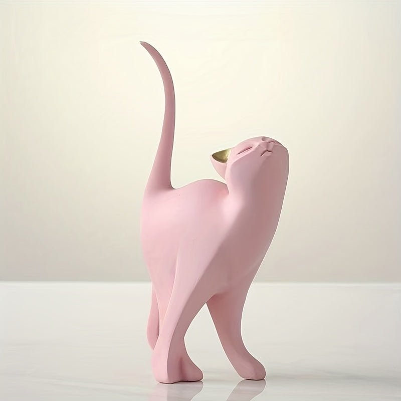 Virelle Maison - Statue décorative de chat en résine – Finition mate minimaliste | Virelle Maison